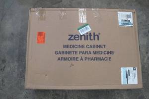 lot 51 image: 23.25 in. W x 18.63 in. H x 5.88 in. D Surface Mount Lighted Frameless Bi-View Medicine Cabinet in White