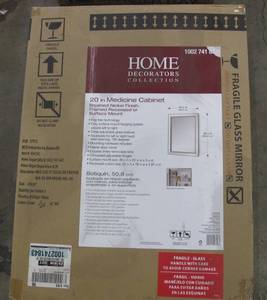 lot 52 image: 20-18 in. W x 26 in. H Fog Free Framed Recessed or Surface-Mount Mirror Bathroom Medicine Cabinet in Brushed Nickel