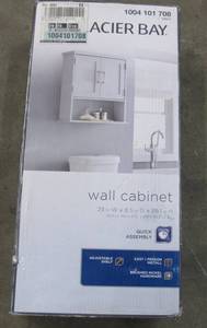 lot 56 image: Shaker Style 23 in. W Wall Cabinet with Open Shelf in Dove Gray