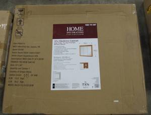 lot 65 image: 36-58 in. W x 29-14 in. H Fog Free Framed Surface-Mount Tri-View Bathroom Medicine Cabinet in Oak