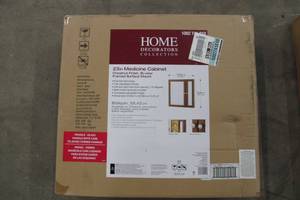 lot 67 image: Home Decorators Collection 23 Framed Surface Mount Medicine Cabinet Chestnut