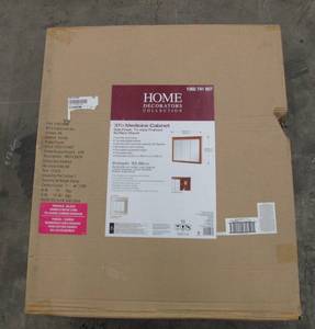 lot 72 image: 36-58 in. W x 29-14 in. H Fog Free Framed Surface-Mount Tri-View Bathroom Medicine Cabinet in Oak