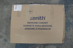 lot 78 image: 23.25 in. W x 18.63 in. H x 5.88 in. D Surface Mount Lighted Frameless Bi-View Medicine Cabinet in White