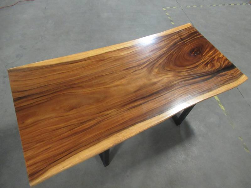 lot 4 image: Solid Wood Live Edge Walnut Dining Table (78362362) With Metal T Bases (MTBD) Approximate Dimensions 78 x 36 x 2 14 - LOW RESERVE OF $500.00