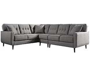 lot 2 image: BRAND NEW - Ashley Furniture Zardoni 3-Piece Sectional Sofa in Charcoal Gray, APK-11402-R3. In Immaculate Condition