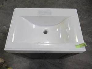 lot 101 image: Glacier Bay Shaila 24.5 in. W Bath Vanity in Gray Oak with Cultured Marble Vanity Top in White with White Sink PPSOFGOK24