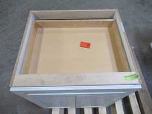 lot 105 image: Home Decorators Collection Newport Assembled 27x34.5x24 in. Plywood Shaker Sink Base Kitchen Cabinet Soft Close Doors in Painted Pacific White SB27-NPW