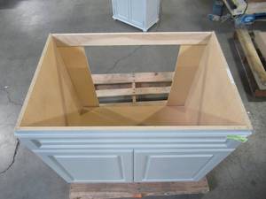lot 108 image: Hampton Bay Designer Series Elgin Assembled 36 x 34.5 x 23.75 in. Sink Base Kitchen Cabinet in Heron Gray BS36-ELGR