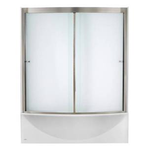 lot 118 image: American Standard Ovation 60 in. x 58 in. Framed Bypass TubShower Door in Satin Nickel AM00496.400.295