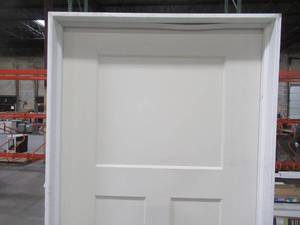 lot 602 image: Masonite 32 in. x 80 in. Winslow 3-Panel Left-Handed Hollow-Core Primed Composite Single Prehung Interior Door 82741