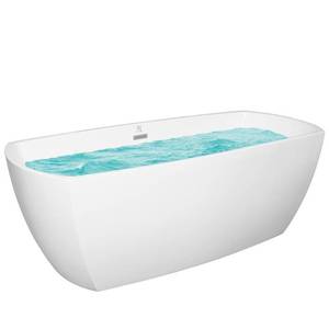 lot 404 image: Akdy 69 in. Acrylic Center Drain Rectangular Double Ended Flatbottom Freestanding Bathtub in White, BT0087 - SCRATES ON OUTSIDE OF TUB.