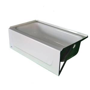 lot 406 image: Bootz Industries Honolulu 46.5 in. Right Drain Rectangular Alcove Soaking Bathtub in White 011-3378-00 - Enamel Damage RH Side On Threshold.