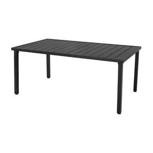lot 416 image: Hampton Bay High Garden Black Steel Rectangular Outdoor Patio Dining Table, GL-18044-B-TBL. - SLIGHT SCRATCH AND DENT.