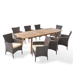 lot 418 image: Noble House Algoma Multi-Brown Rectangular Outdoor Dining Table - Some Cracks and Scratches - For Restore Project or Parts. - TABLE ONLY