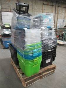 lot 301 image: WHOLESALE MIXED PALLET OF MISCELLANEOUS STORAGE BINS WITHOUT LIDS