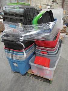lot 302 image: WHOLESALE MIXED PALLET OF MISCELLANEOUS STORAGE BINS WITHOUT LIDS