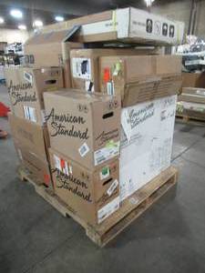 lot 214 image: WHOLESALE MIXED PALLET OF TOILETS AND BATHROOM ACCESSORIES