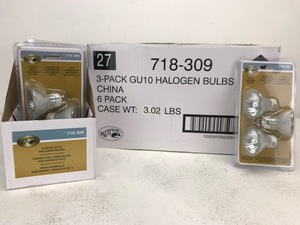 lot 32 image: NEW 3-Pack GU10 Halogen Light Bulbs (Lot of 6 Packs)