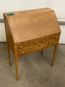 lot 34 image: Vintage Wooden Desk With Matching Wooden Chair