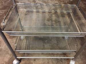 lot 97 image: Three Shelf Rolling Metal Rack