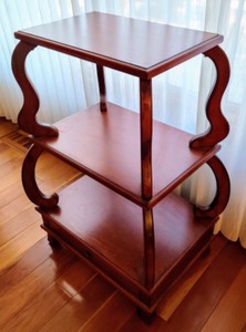 lot 8 image: Tiered Wooden Accent Table