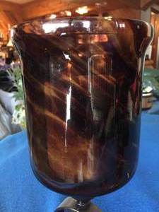 lot 189 image: Metal and Art Glass Candle Holder
