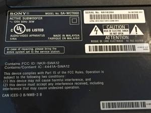 lot 208 image: Sony Active Subwoofer