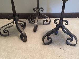 lot 196 image: Three Ornate Metal Candle Holders