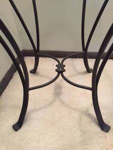 lot 232 image: Pair of  Rod Iron Accent Tables with Glass Top