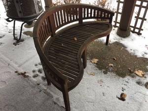 lot 252 image: Curved Wooden Patio Bench