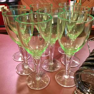 lot 278 image: Plastic Wine Glasses with Metal Coasters