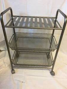lot 309 image: Metal 3 Shelf Rolling Storage Cart