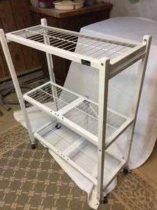 lot 393 image: Oragami Three Shelf Rolling Metal Cart