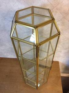 lot 449 image: Brass And Glass 4 Shelf Display Dome