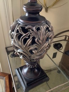 lot 215 image: Pair of Ornate Metal Table Lamps