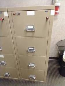 lot 4 image: FireKing 25 Fireproof 4-Drawer Legal File Cabinet