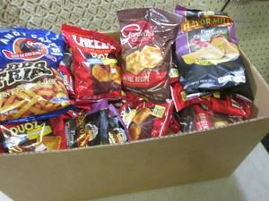 lot 172 image: (C-2) Box Full of Assorted Chips Pa...