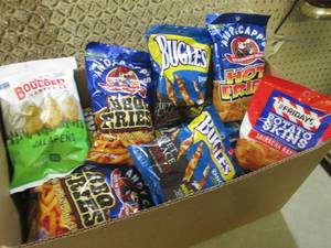 lot 173 image: (C-2) Box Full of Assorted Chips Pa...