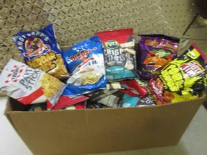 lot 175 image: (C-1) Box Full of Assorted Chips Pa...