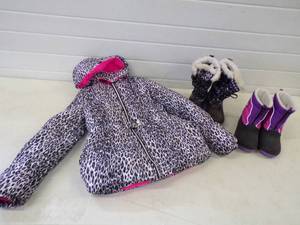 lot 33 image: Girls 1416 Winter Coat with 2 pair of Winter Boots Size 2