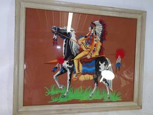 lot 14 image: Fantastic Vintage Painted Indian Framed
