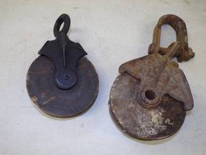 lot 102 image: 2 Antique Pulleys