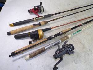 lot 107 image: 5 Rods and 3 Reels