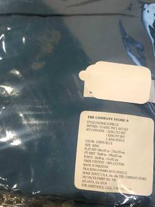 lot 34 image: Cotton 4-Piece Copen Blue Solid 300-Thread Count Percale King Sheet Set, EC40-K-COPBLUE, NEW