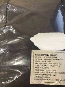 lot 42 image: Jersey Knit Slate Gray Solid Cotton Queen Duvet Cover, DT57-Q-SLT-GRAY, NEW