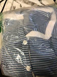 lot 85 image: Organic Cotton Knit Striped Nightshirt, 68045C-M-BLUE, NEW