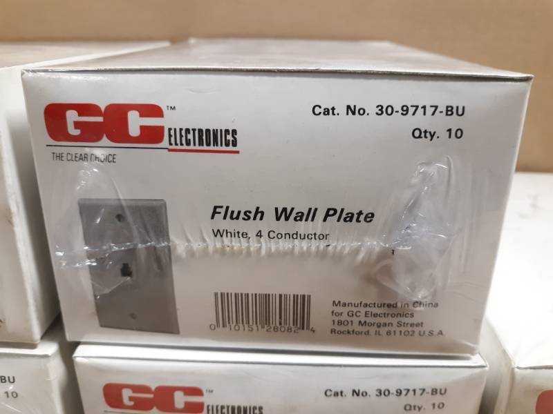 (10) Cases GC White 4-Conductor Wall Plates
