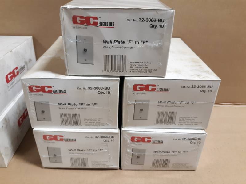 (9) Cases GC White Dual 4-Conductor & F-F Coaxial Wall Plates