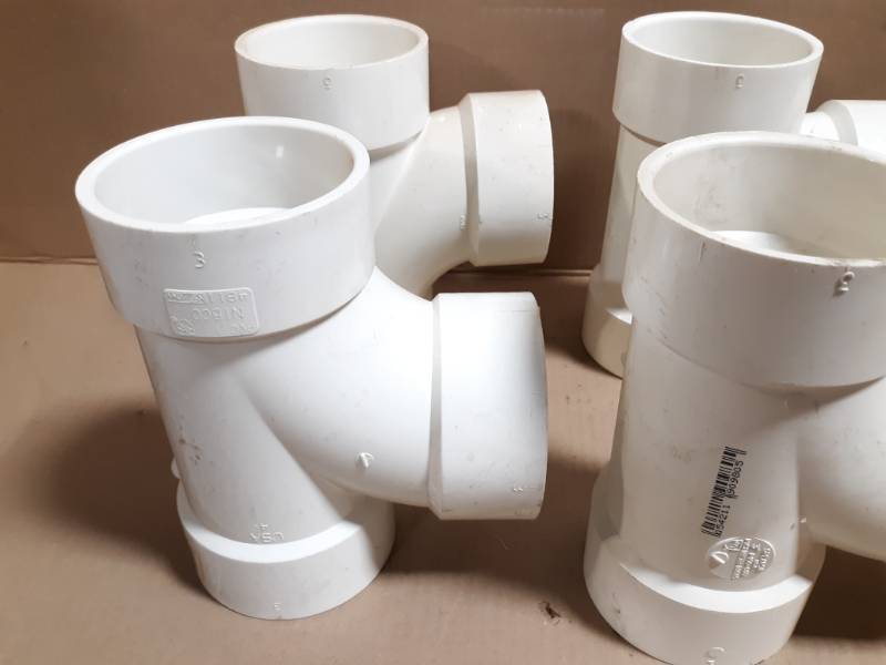(6) Spears 3 Schedule 40 DWV PVC Sanitary Tees