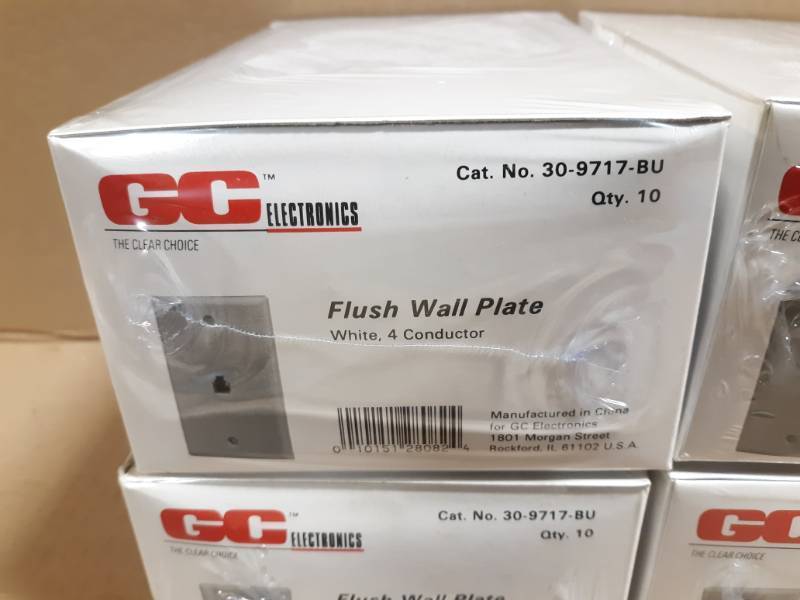 (4) Cases of 10 White 4-Conductor Wall Plates